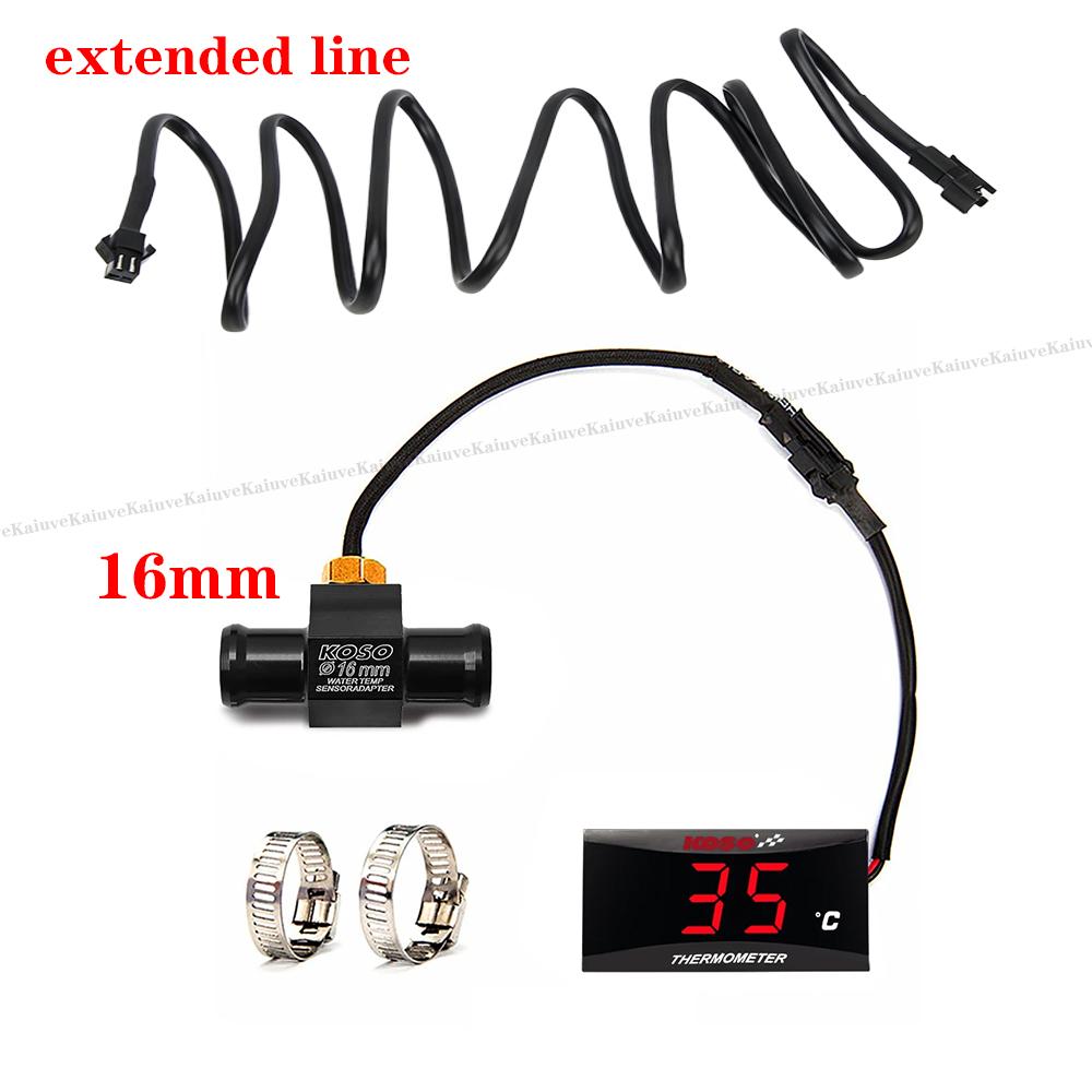 KOSO Motorcycle Water Temperature Gauge Mini Meter Moto Universal Thermometer For XMAX300 CB400 MT 07 09 Sensor Scooter Racing