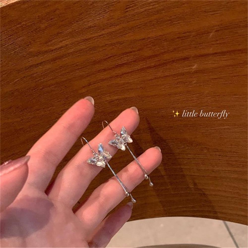 Корейские Изысканные Серьги-Подвески Планета Луна Бабочка с Кисточками для Женщин Блестящий Хрусталь Асимметричные Серьги-Капли Украшения для Девочек на Вечеринку