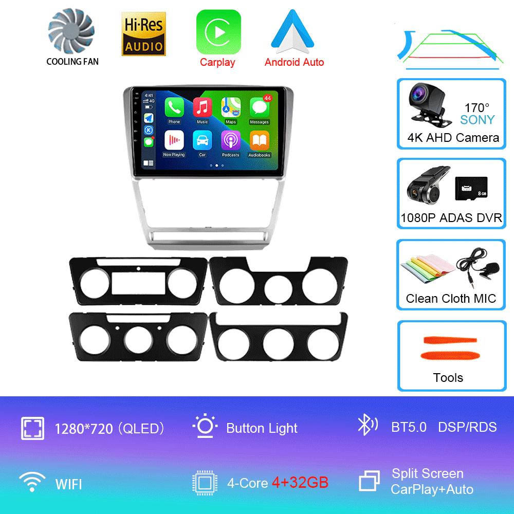 Автомобильное радио Android 14 для Volkswagen Skoda Octavia 2 A5 2007 - 2014 Мультимедийный видеоплеер Навигация 2Din Carplay DVD Головное устройство