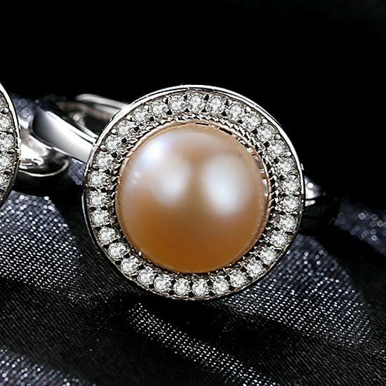 PAG&MAG Sterling Silver Pearl Ring with Micro-paved Zircon and 9-9.5mm Freshwater Pearl