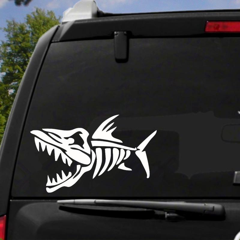 Tri Mishki HZX1515 Shark Bone Car Sticker Vinyl Decals Reflective Fishing Boat Sticker On Car Motorcycle Truck Bumper Windshield