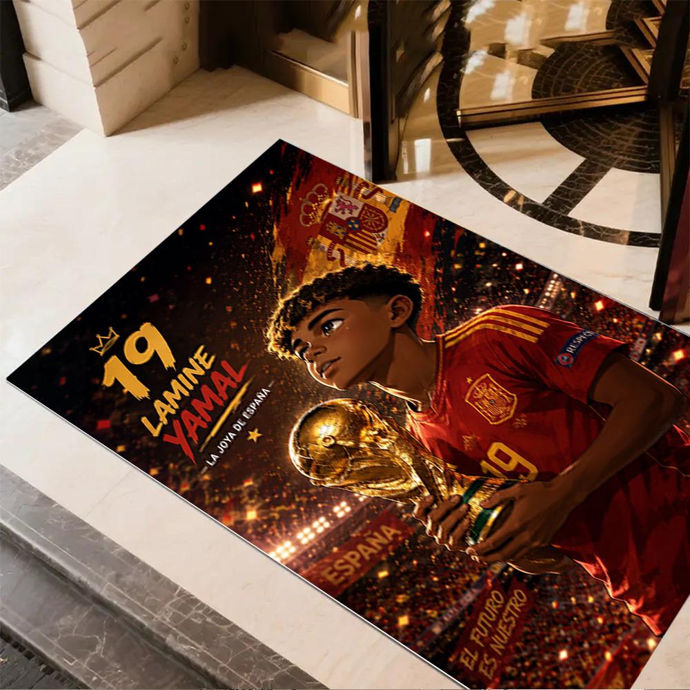 Lamine Yamal's Star Boy: Lamine Yamal's Journey Floor Mat Perfect for Living Rooms Entryway Decorate room Kitchen Antislip Carpet Anime Office Decor