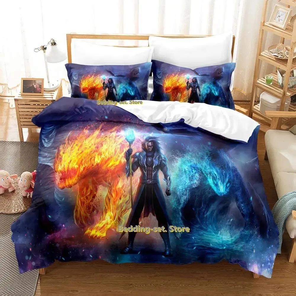 Hip Hop Game Wizard Bedding Set Cartoon Anime Three-Piece Set Adult Kid Bedroom Duvetcover Sets 3D Kawaii Wizard Lit Enfant