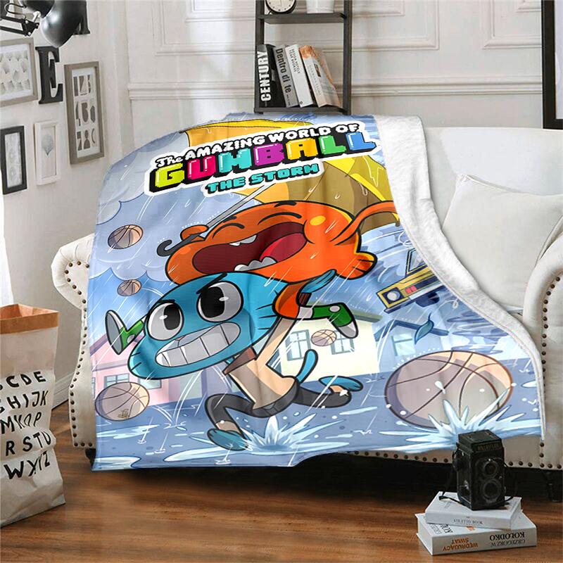 1pc Blanket The Amazing World of Gumball Print Design, Lightweight Blanket for Sofa, Bed- Soft &Warm, Gift for All Seasons like Christmas, Halloween