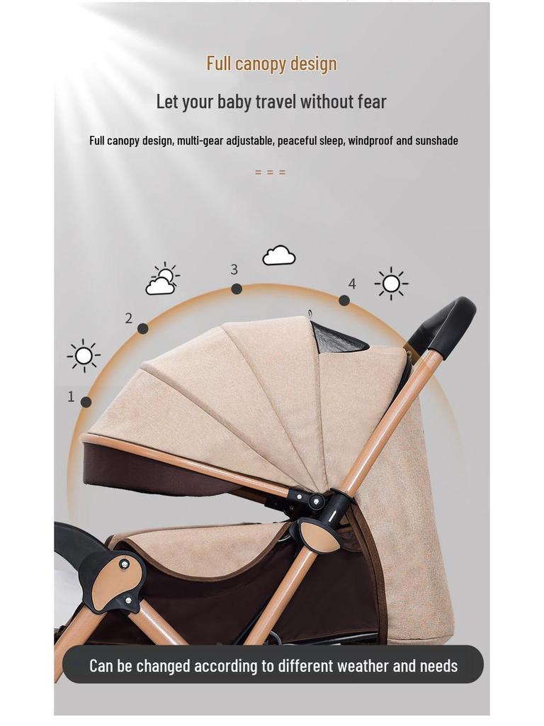 Легкая двухсторонняя детская коляска: Складной, Дизайн с высоким расположением люльки для сидения или лежания, Идеально подходит для новорожденных