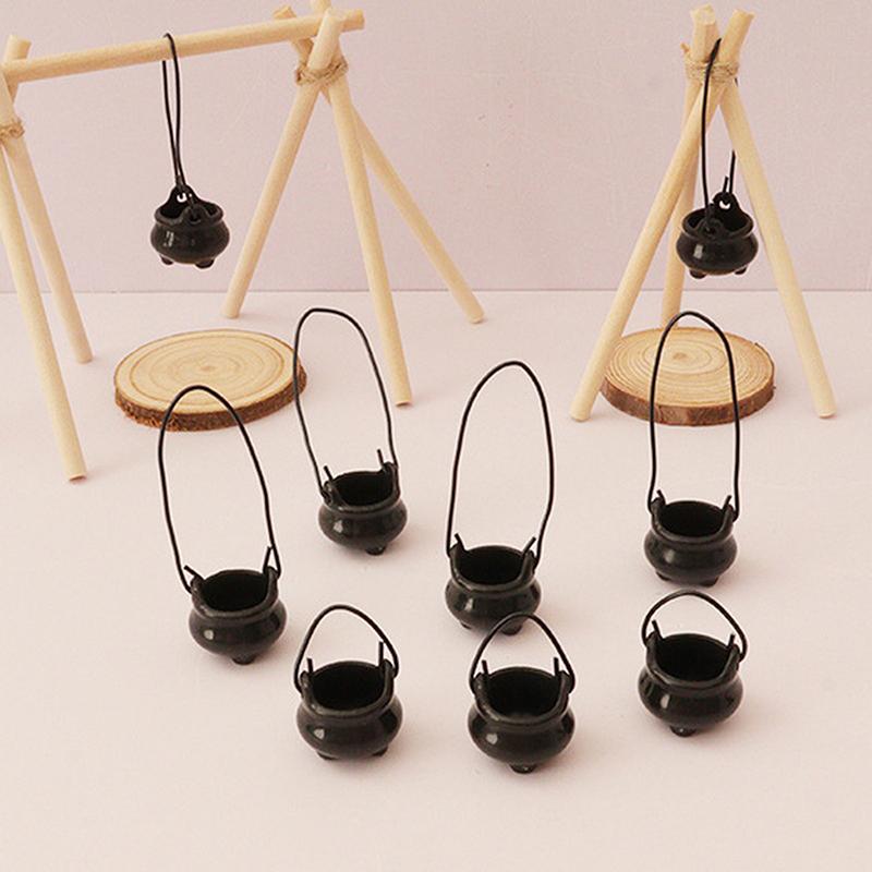 2 шт. Хэллоуин Пластиковый Портативный Котел Тигель Банка Модель Кукольный Домик Хэллоуин Лесной Лагерь Сцена Аксессуары Реквизит Игрушка