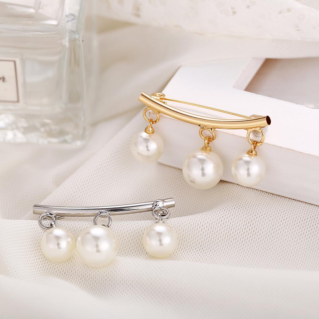 Women Fashion Alloy Pearl Beads Brooch Jewelry Accessories for Scarf Shawl Dress