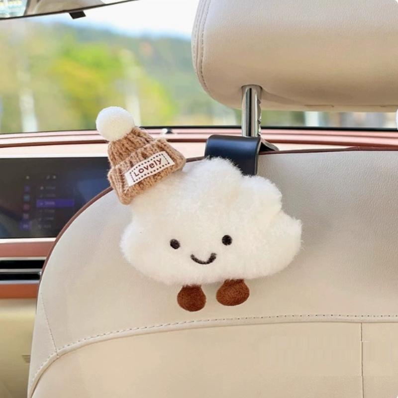 2pcs Cute Cloud Car Seat Back Hook Storage Headrest Organizer Food Bag Handbag Decoration Clothes Hanger