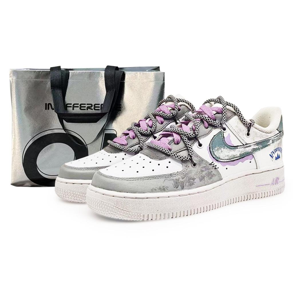 Nike Кроссовки Air Force 1 с покрытием, нескользящие и устойчивые к истиранию, низкие, для скейтбординга, унисекс, серо-синие CW2288-111(Команда131-2.0 S)