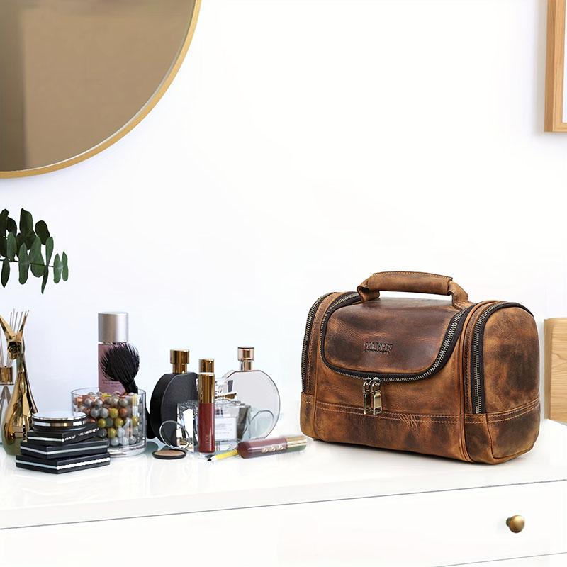 CONTACT'S Мужские косметички из натуральной кожи, винтажная большая сумка для туалетных принадлежностей, портативные сумки для стирки, косметички, мужские дорожные сумки-органайзер