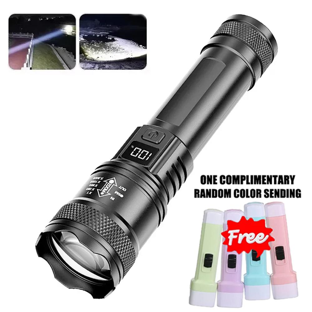 Super Bright LED Flashlight USB Rechargeable Torch Telescopic Zoom Light Outdoor Emergency Camping Fishing Waterproof Lantern