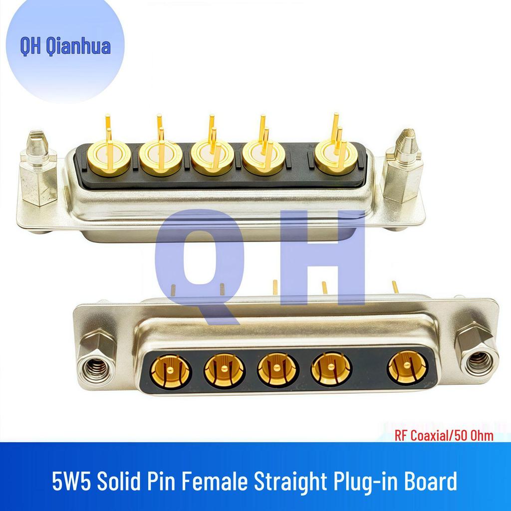 RF Coaxial 5W5 Male-Female Solder Type Straight Plug Socket D-SUB Connector