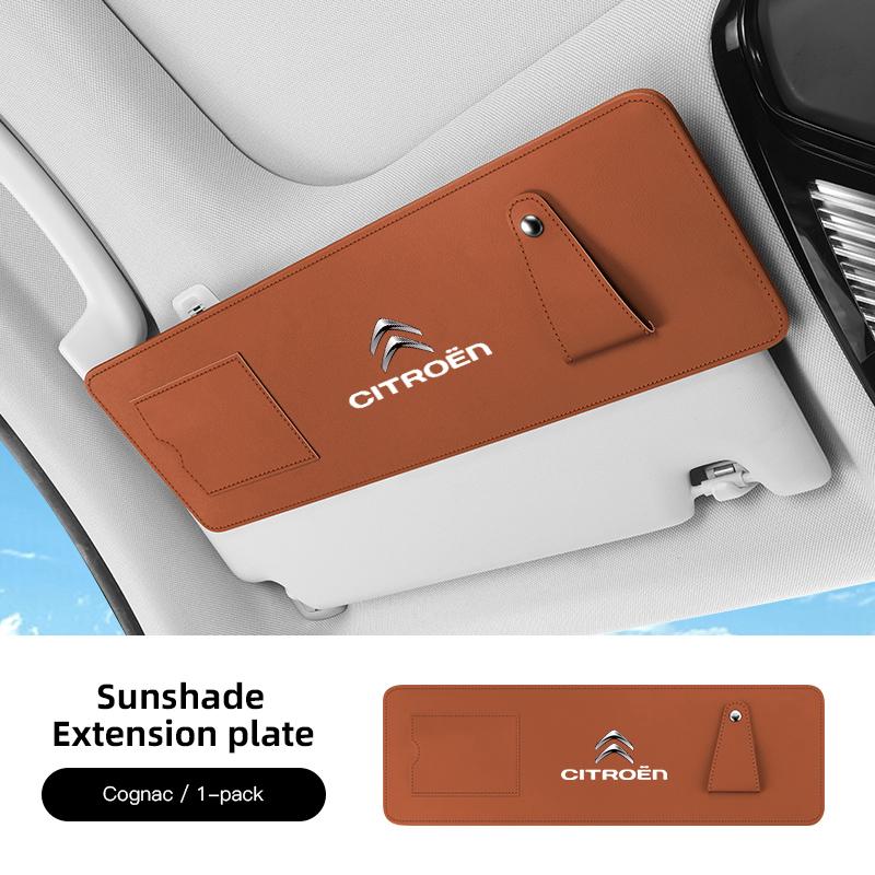 VXCW9 Car Sun Visor Extension Panel For Citroen C4 C3 C2 C1 Berlingo Saxo Anti-glare UV Sun Shield Card Holder Glasses Holder keychain