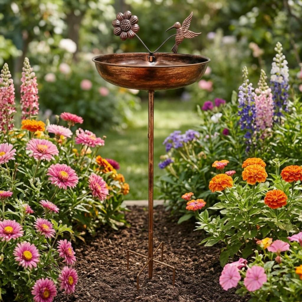 Standing Bird Bath Freestanding with Stand Decorative for Garden, Yard
