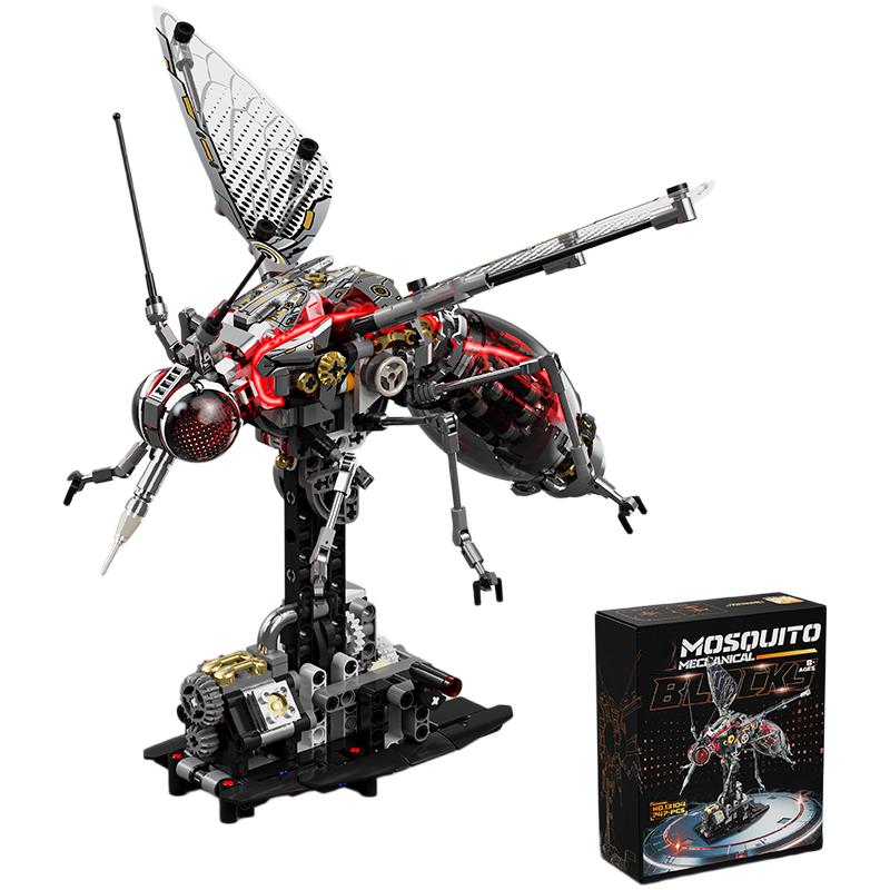 Механический Набор Строительных Игрушек 'Комар' Technic Животное Строительные Блоки Модель Насекомого со Светом и Движущимися Крыльями Подарок для Ребенка Взрослых