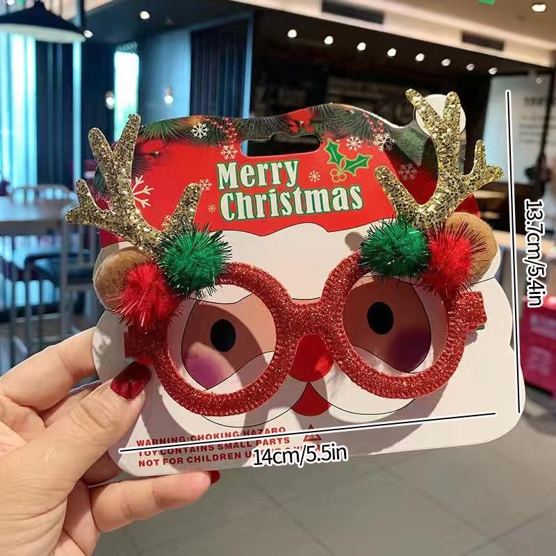 Christmas Glasses Decorative Glasses with Sticker Christmas Decoration Gift for Girls Women Xmax Party Costume Accessory Navidad