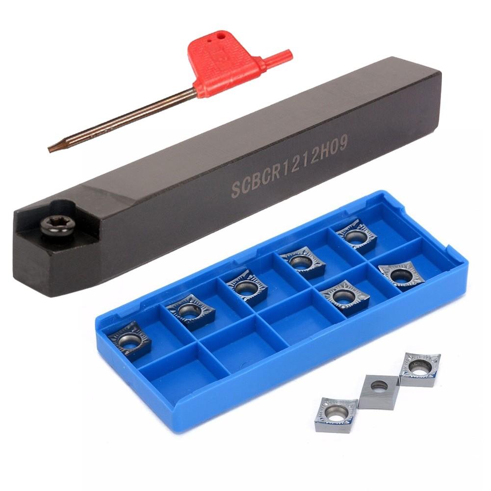 10Pcs CCGT09T304-AK H01 Aluminum Insert + 75° SCBCR1212 H09 Lathe Turn Tool Holder