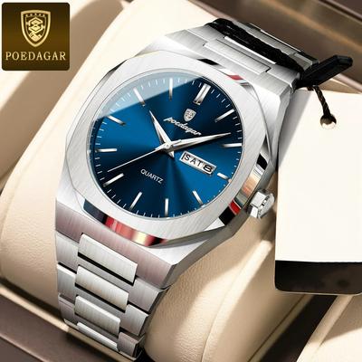 Лучшие роскошные мужские часы водонепроницаемые светящиеся календарные мужские наручные часы спортивные кварцевые мужские часы из нержавеющей стали