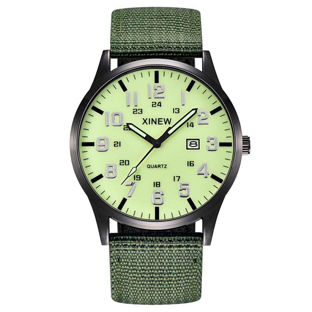 Men Boy Round Dial Nylon Strap Band Military Date Quartz Wrist Watch Gift