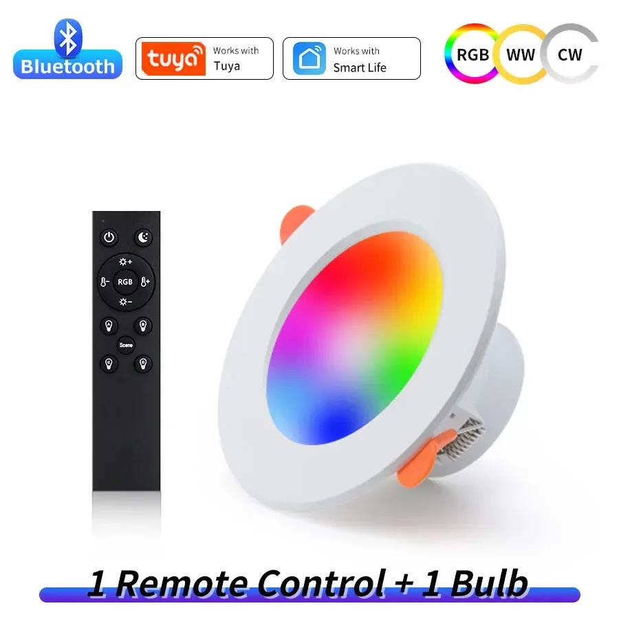Светодиодный потолочный светильник AC220V 10W Bluetooth Tuya Smart, 2,4 ГГц, с пультом дистанционного управления, управляемый через приложение Smart Life, для гостиной, спальни