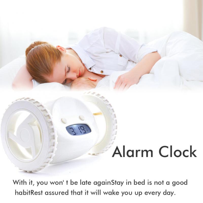Heavy Sleeper Robot Clockie Alarm Clock on Wheels Extra Moving Jump for Bedroom
