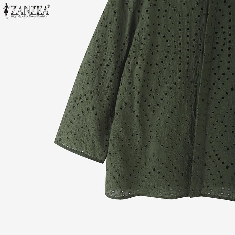 ZANZEA Женская летняя блузка с круглым вырезом и рукавом 3/4 из кружева Crochet в стиле пэчворк