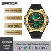 Мужские многофункциональные водонепроницаемые спортивные часы Sanda с двойным дисплеем, люминесцентными стрелками и функцией будильника