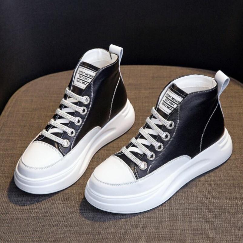 Весенние женские кроссовки из натуральной кожи, осенние, высокие, вулканизированные, женские, повседневные, толстые, зимние, для скейтбординга, женские