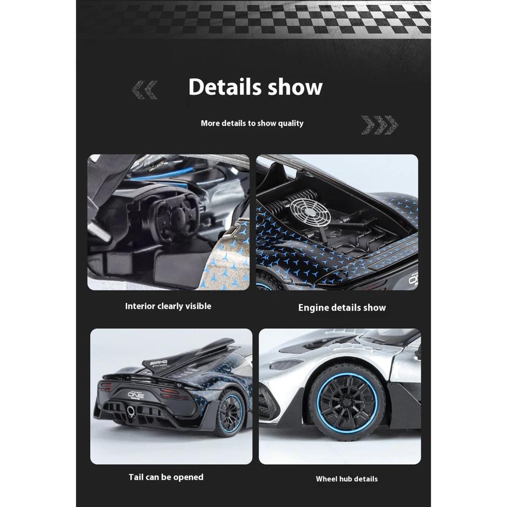1/32 Mercedes-Benz ONE AMG Supercar Модель легкосплавного автомобиля Звук и свет Детская игрушка Коллекционные предметы Подарок на день рождения
