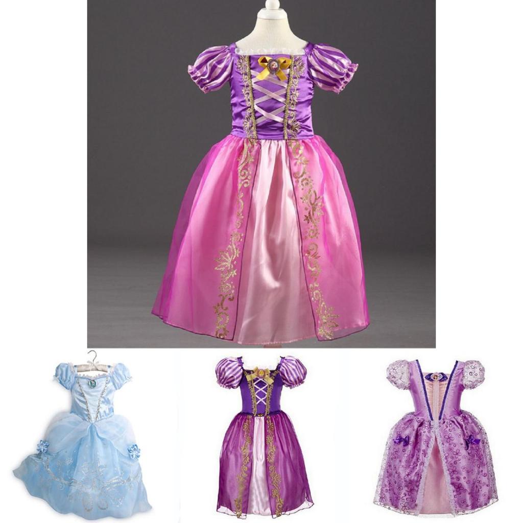 Элегантное детское платье принцессы для девочек для косплея Рапунцель Белль Золушки