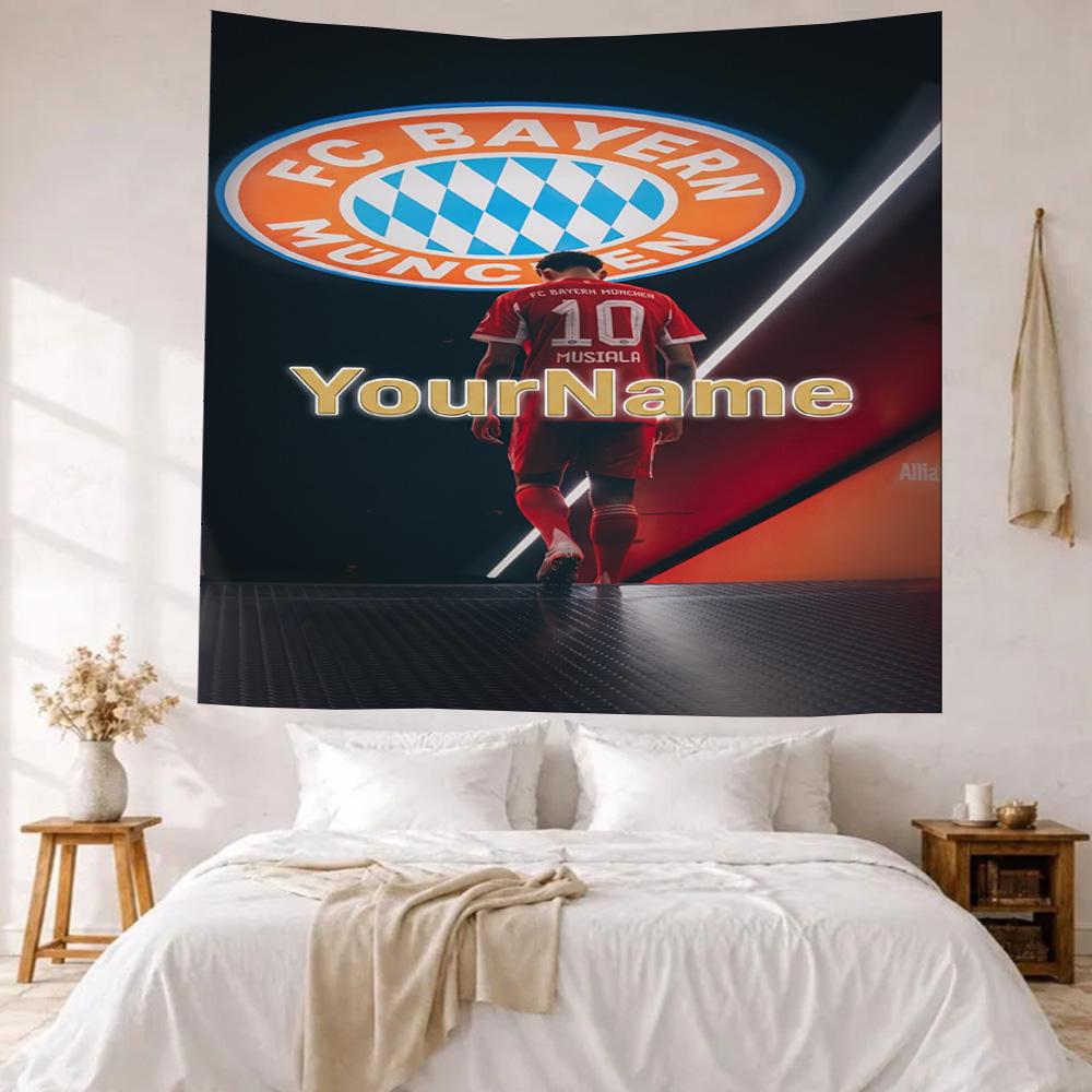 Fc Bayern Mnchen Custom Your Name Wall Decor Tapestry Art For Pet Memorial Birthdaywedding Party Backdrop Family Gift