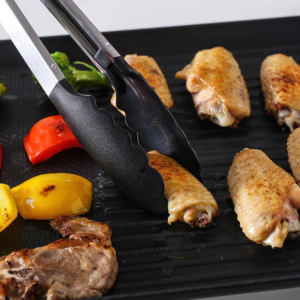 9-дюймовый черный стальной силиконовый пищевой зажим с силиконовыми резиновыми ручками