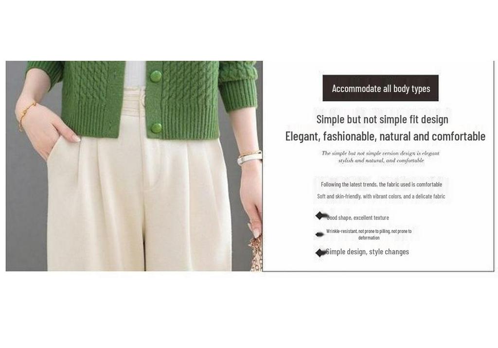 Women's Trendy Round Neck Long Sleeve Knit Cardigan Sweater - Loose & Slimming Petite Outerwear