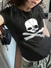 INAWLY Круглый вырез, короткий рукав, футболка с принтом черепа для мужчин и женщин, Эмо-графика, Топы для мужчин и женщин