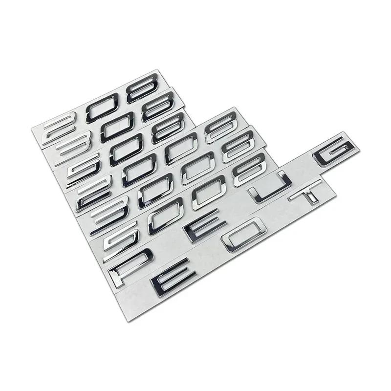 Metal Car Tail Trunk Letter Badge Sticker Auto Side Letter Emblem Sticker for Peugeot 208 308 508 2008 3008 5008 Accessories