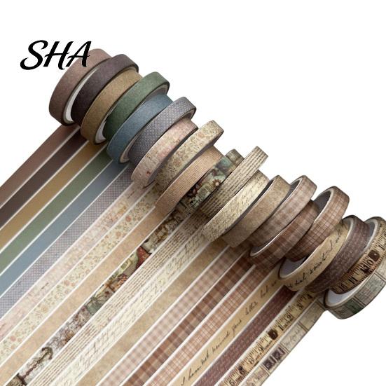 Translucent Washi Tape 20 Rolls Vintage Set, Retro Patterns Decorative Masking Tapes Crafting for Arts, DIY Crafts, Journals, Planners, Scrapbook,