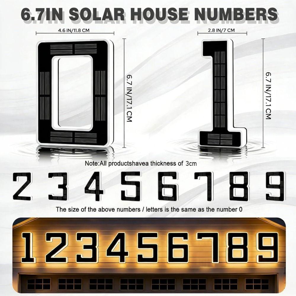 6.7 Inch Size Solar House Numbers IP44 Waterproof Solar Address Signs Home Exterior