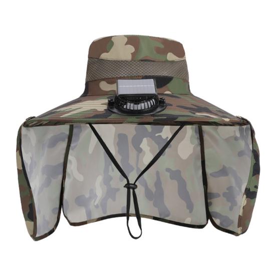 Солнцезащитная шляпа с камуфляжным принтом, широкополая рыболовная шляпа с двухрежимным вентилятором, регулируемая шляпа с защитой от ультрафиолета и тремя передачами