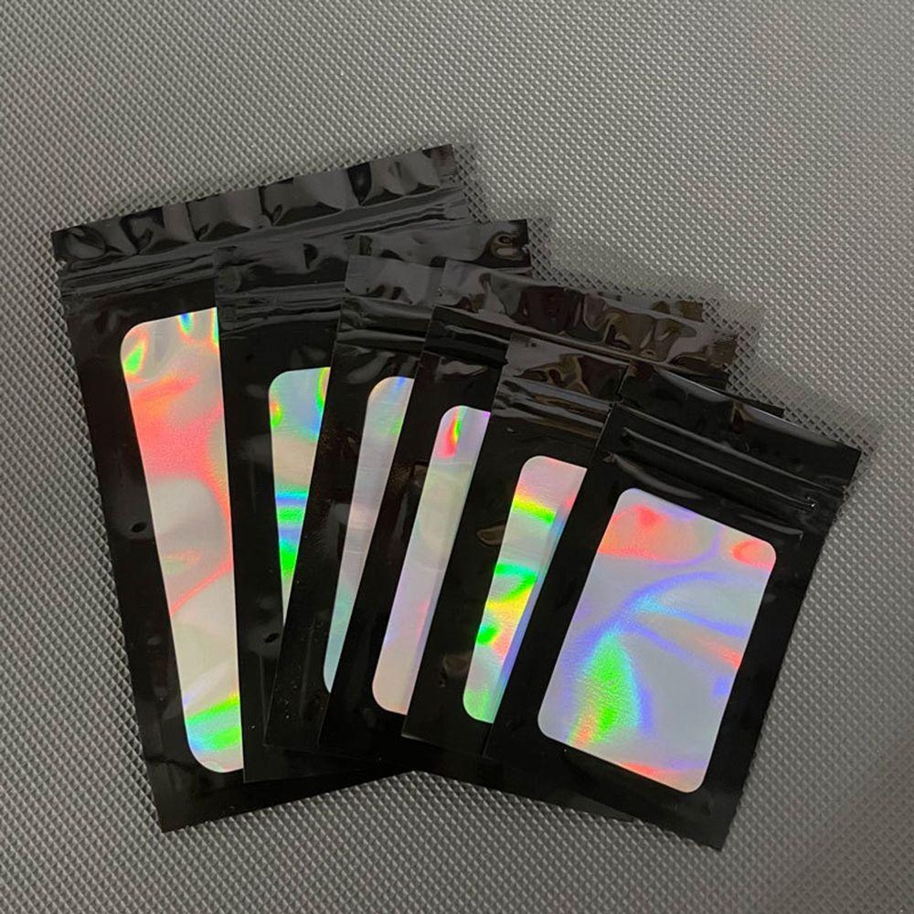 Plastic Resealable Holographic Aluminum Foil Packaging Bags Sealing Bag Foil Pouch Smell Proof Bags
