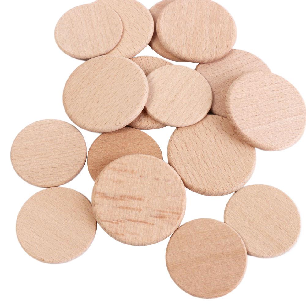 10pcs Unfinished Natural Wood Round Disc Natural Beech Wood Round Slice Blank Wood Pieces Handwork
