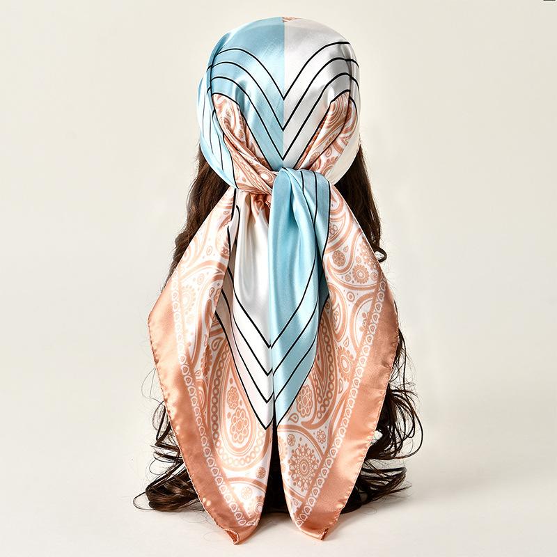 New European and American Printed Silk Square Scarf Fashion Women's Versatile Bag Headscarf Professional Scarf Silk Scarf