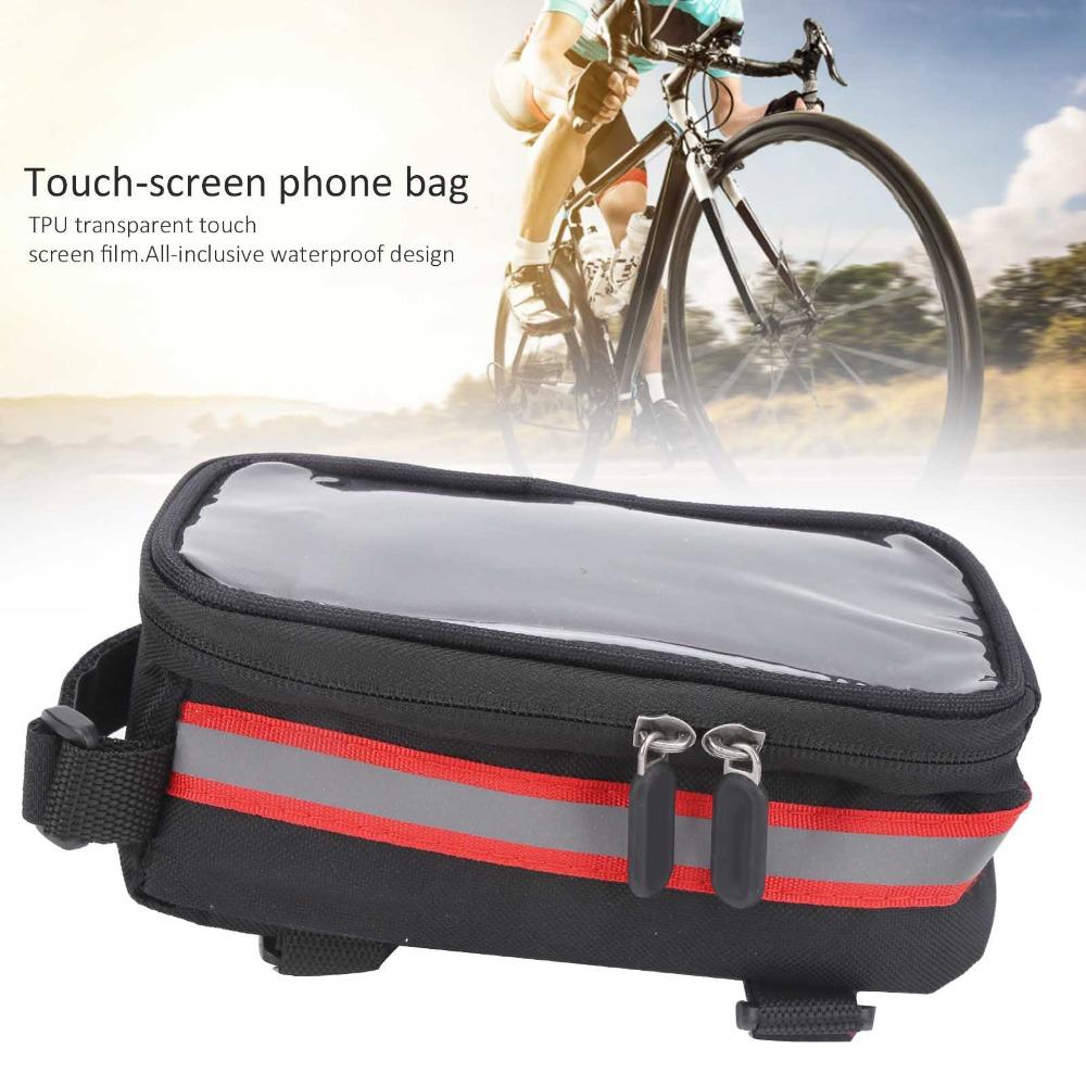 Hook and Loop Straps Bicycle Phone Bag Easy Installation Bike Frame Phone Holder  City Bike Use