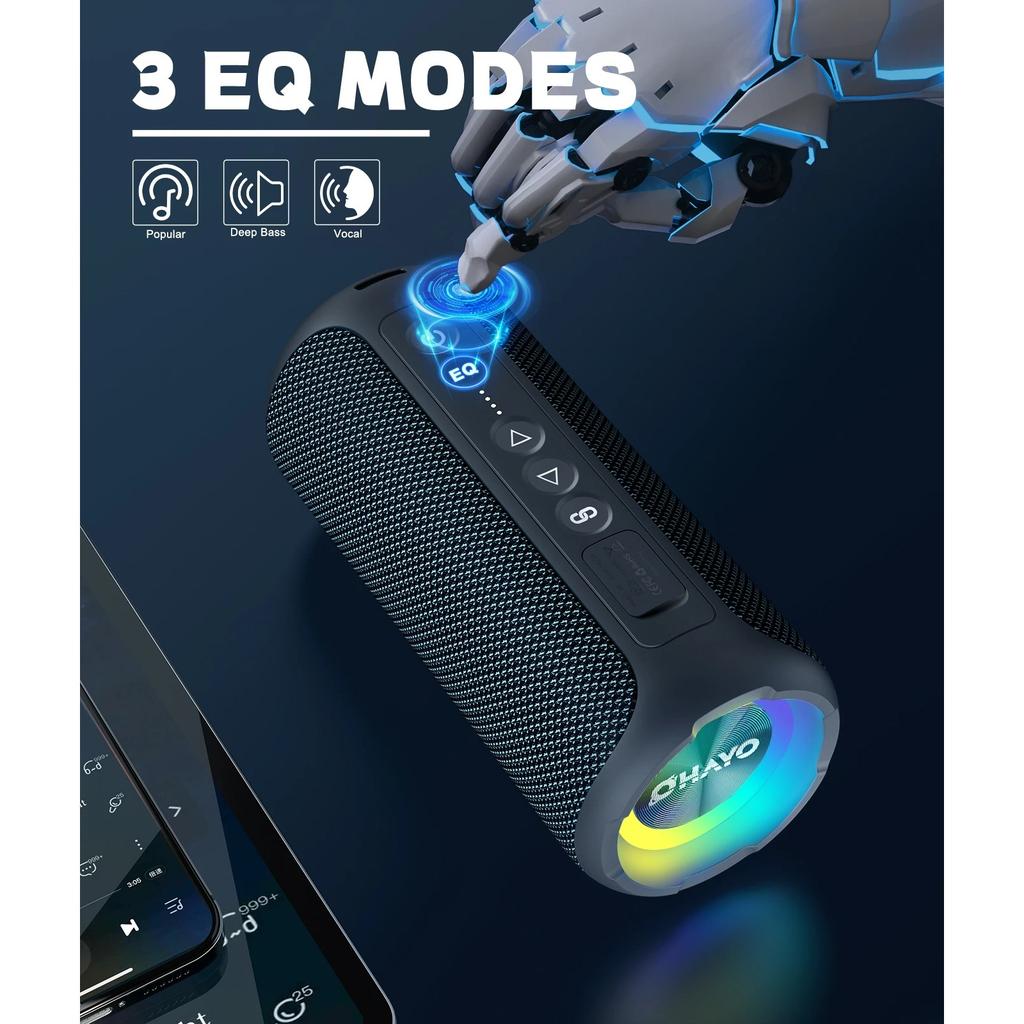 40 Вт Громкий Стерео Портативный Беспроводной Bluetooth Динамик, Водонепроницаемый IPX7 Душевой Динамик, Глубокий Бас, Светодиодная Подсветка, Микрофон, True Wireless Stereo