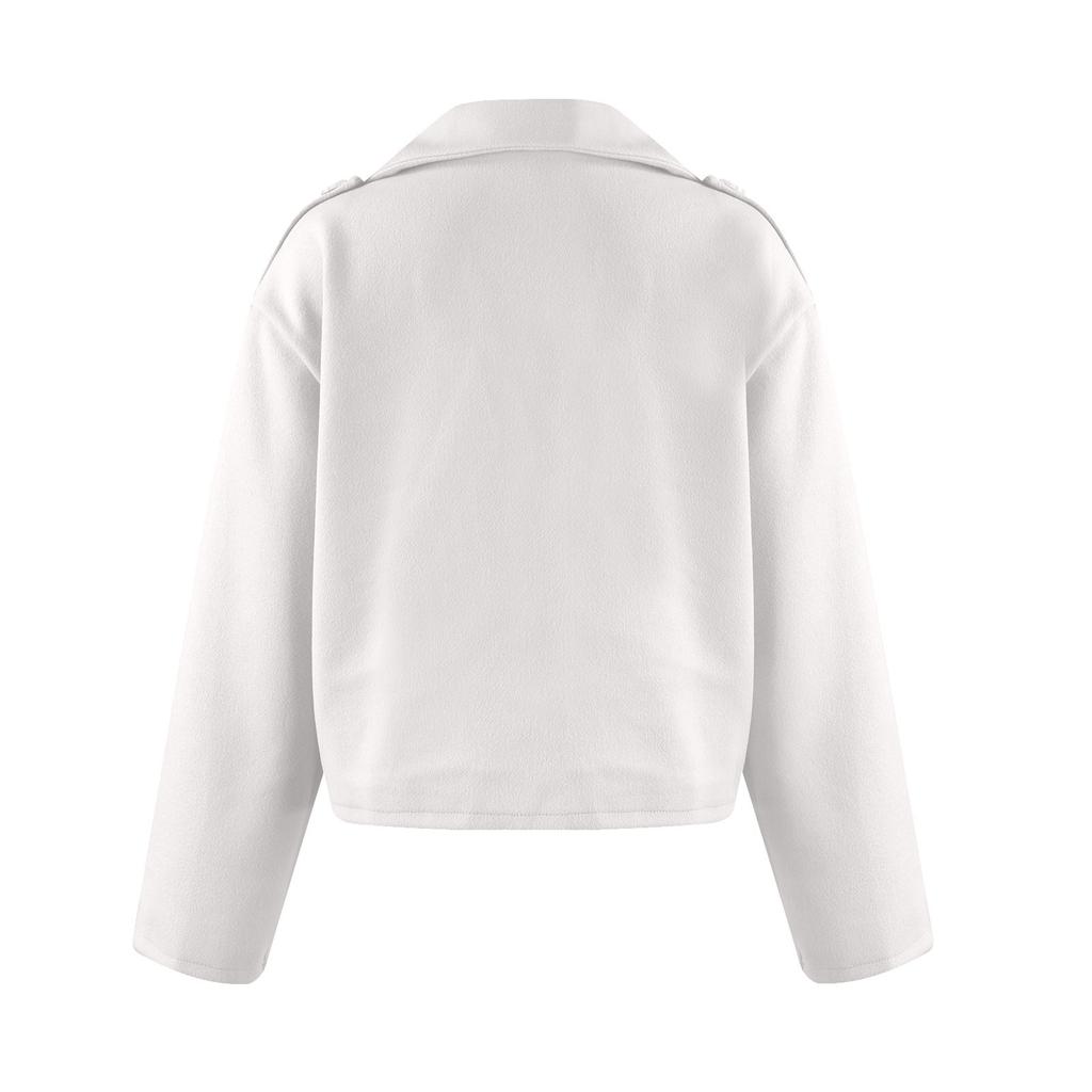 Fashion British Suit Collar Solid Colour Tweed Small Jacket