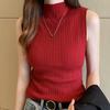 Spring - Autumn Slim - Fit Thin Knitted Sleeveless Vest Inner - Wear Turtleneck Base Layer Short - Style Top