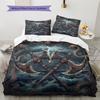 Viking Battle Axe Pattern Bedding Home Decoration Birthday Gift (1 * duvet cover + 2 * pillowcase, without core)