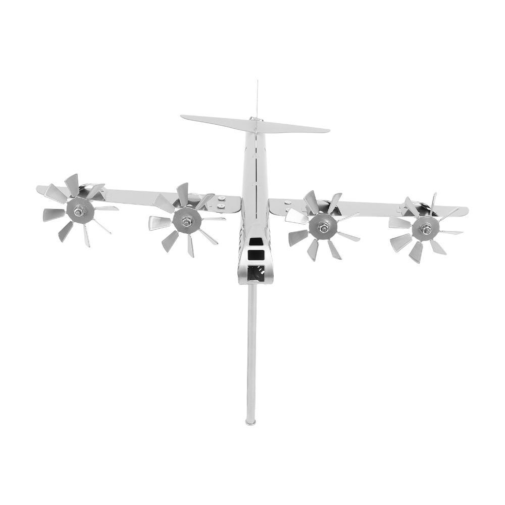 8pcs Iron Metal Wind Spinner Silver Garden Windmill Decor Airplane Windmill Garden Yard Patio