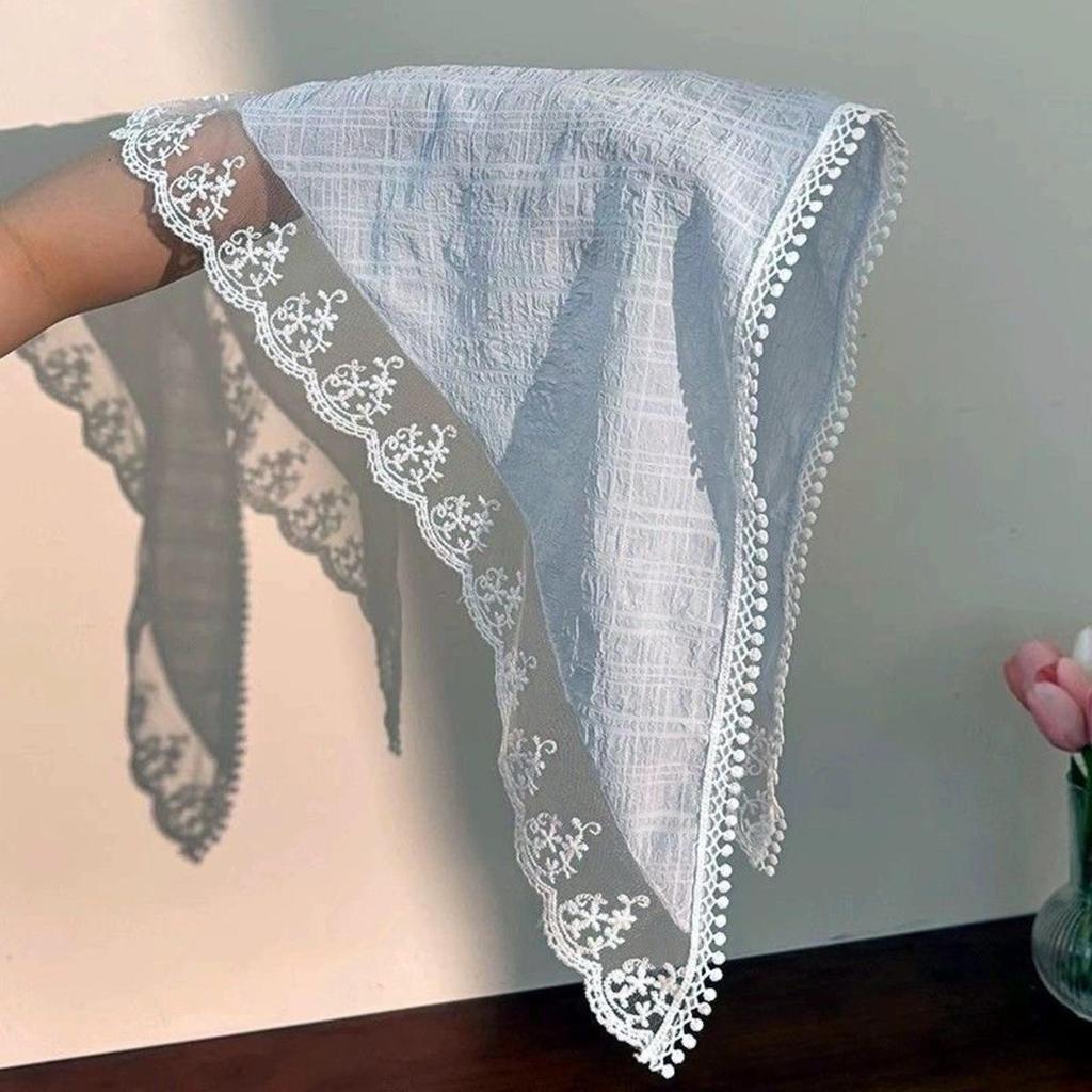 Retro Lace Headband Print Hair Scarf Triangle Headscarf Hair Bands for Womens Girl Fashion Sweet Kerchief