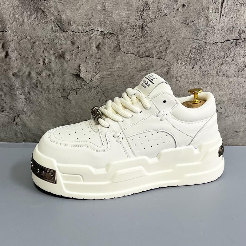 Mens White Platform Sneakers Thick Sole Casual Shoes Design Trendy Bread Shoe Unisex Comfortable Daily Wear