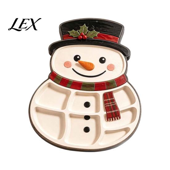 Appetizer Tray for Festivals Christmas Snack Serving Tray, Divided Holiday Platter, Cute Snowman/Tree/Penguin/Cow Shaped Table Decorations Food